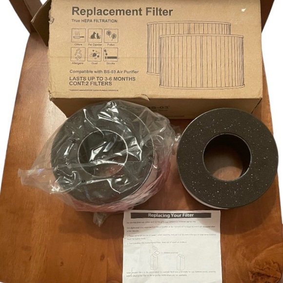 2 Replacement Air Filters True HEPA Filtration Compatible w/ BS-03 Air Purifier - Picture 3 of 4